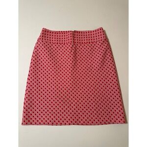 Talbots Cotton A-Line Skirt Red White Rattan Geometric Women's Petite 8P